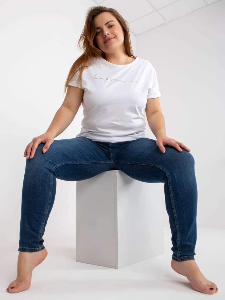 Naisten valkoinen plus-kokoinen T-paita hinta ja tiedot | Naisten paidat | hobbyhall.fi