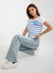 Naisten valkoinen-sininen T-paita printillä hinta ja tiedot | Naisten paidat | hobbyhall.fi