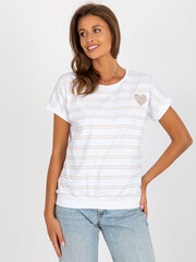 Naisten valkoinen ja beige T-paita printillä hinta ja tiedot | Naisten paidat | hobbyhall.fi