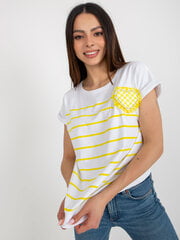 Naisten valko-keltainen T-paita printillä hinta ja tiedot | Naisten paidat | hobbyhall.fi