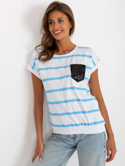 Naisten valkoinen-sininen T-paita printillä hinta ja tiedot | Naisten paidat | hobbyhall.fi