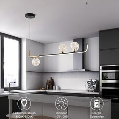 Mqhobo LED-riippuvalaisin kaukosäätimellä, 95cm, 15W, musta/kulta hinta ja tiedot | Riippuvalaisimet | hobbyhall.fi