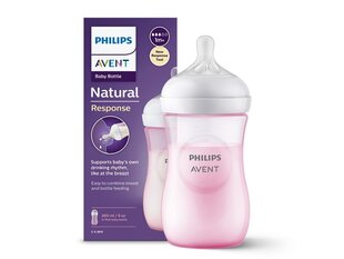Philips Avent Natural Response tuttipullo, vaaleanpunainen, 1 kk+, 260 ml hinta ja tiedot | Tuttipullot ja tarvikkeet | hobbyhall.fi