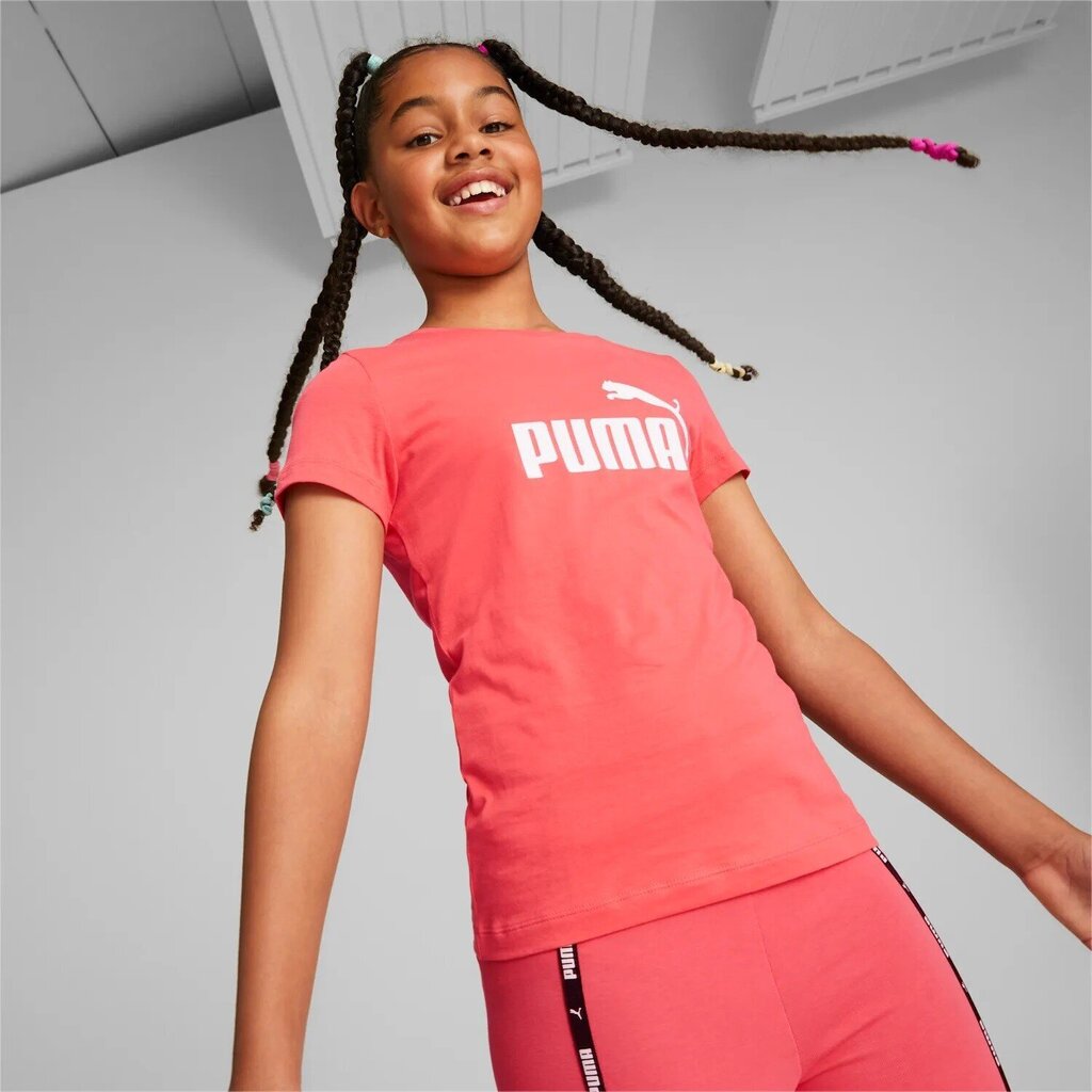 Puma Puserot Ess Logo Tee Coral 587029 58 hinta ja tiedot | Tyttöjen paidat | hobbyhall.fi