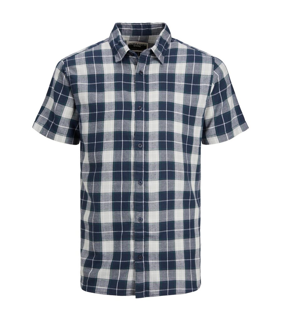 JACK & JONES miesten paita 12234180*01, valkoinen/tummansininen 5715419407276 hinta ja tiedot | Miesten kauluspaidat | hobbyhall.fi