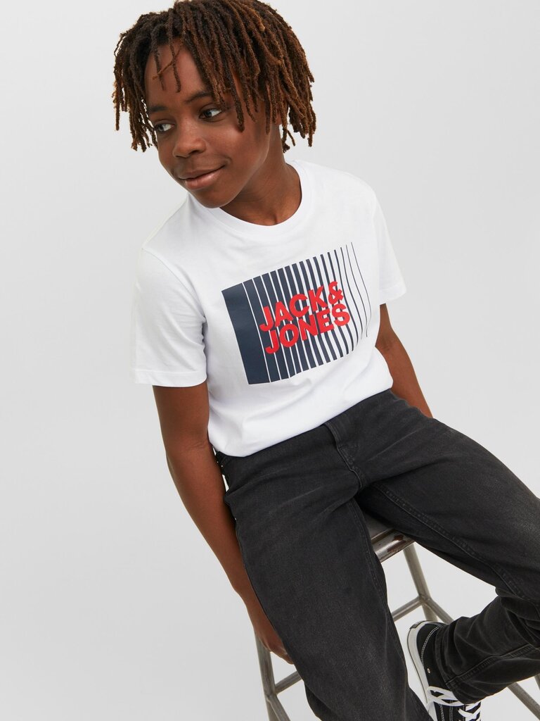 Jack & Jones lasten t-paita 12237411*03, valkoinen 5715425332999 hinta ja tiedot | Poikien paidat | hobbyhall.fi