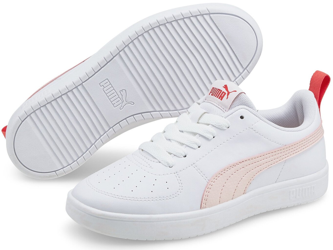 Puma Jalkineet Rickie Jr Lotus White Pink 384311 06 hinta ja tiedot | Lasten urheilukengät | hobbyhall.fi