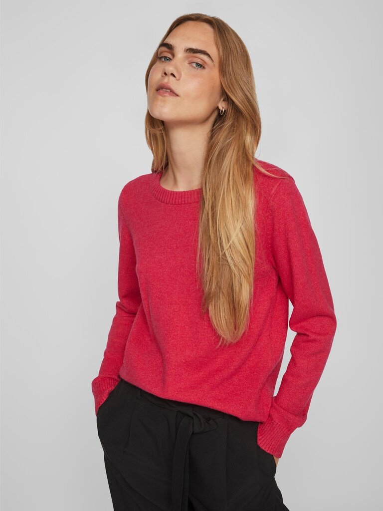 Vila naiste pullover 14054177*07, karmiininpunainen/love 5715429346374 hinta ja tiedot | Naisten neulepuserot | hobbyhall.fi