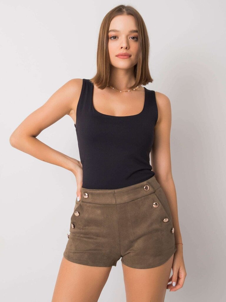 RUE PARIS Khaki-shortsit mokkanahkaa. hinta ja tiedot | Naisten shortsit | hobbyhall.fi