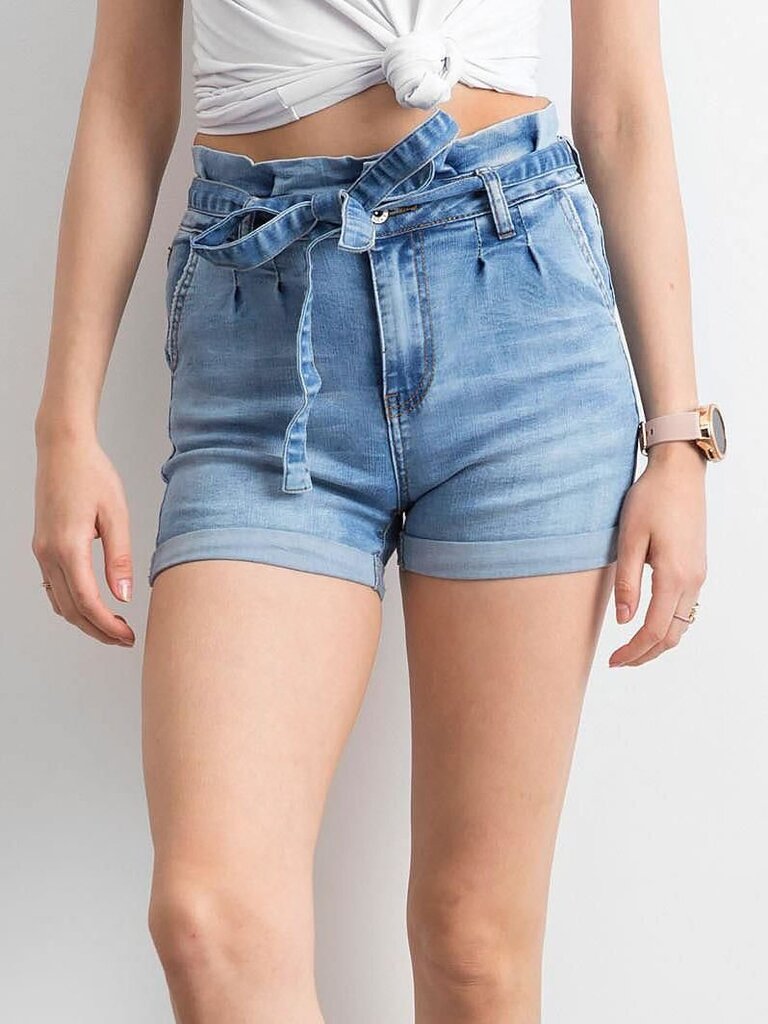 Denim shortsit sinisellä vyöllä. hinta ja tiedot | Naisten shortsit | hobbyhall.fi