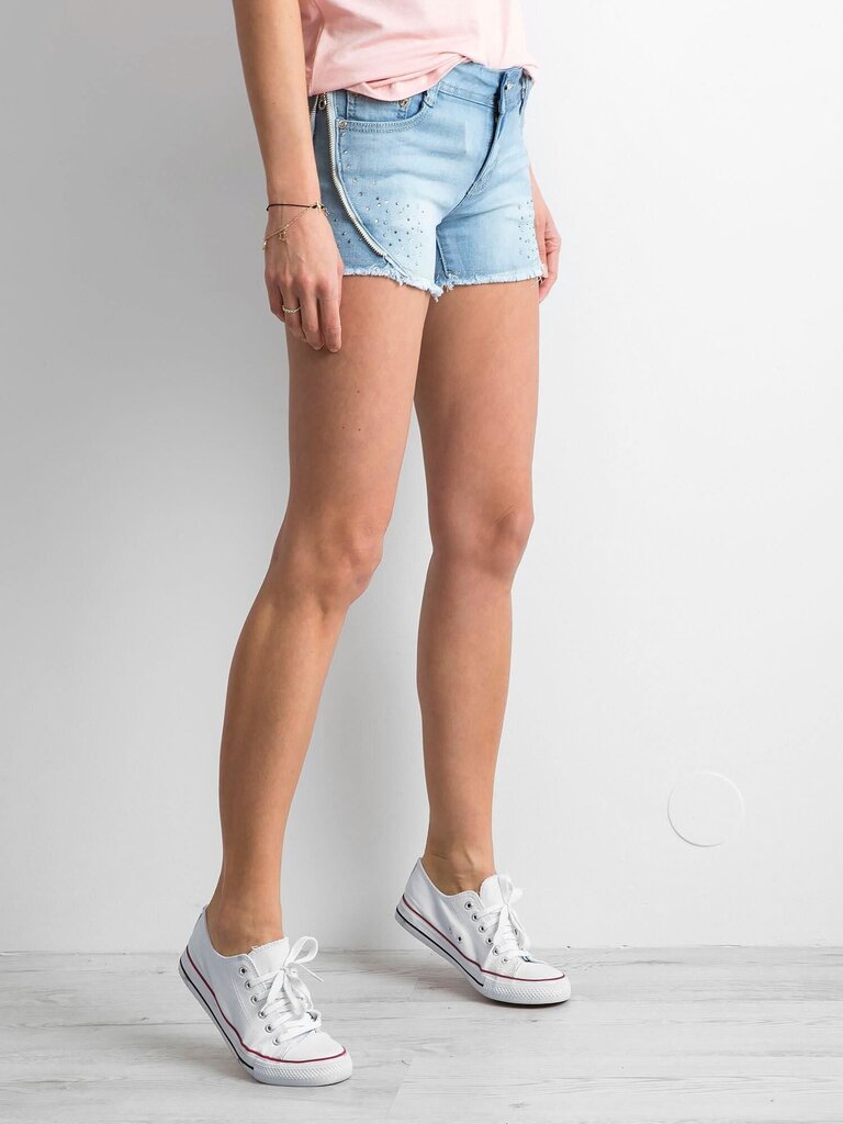 Denim shortsit, joissa sininen applikaatio. hinta ja tiedot | Naisten shortsit | hobbyhall.fi