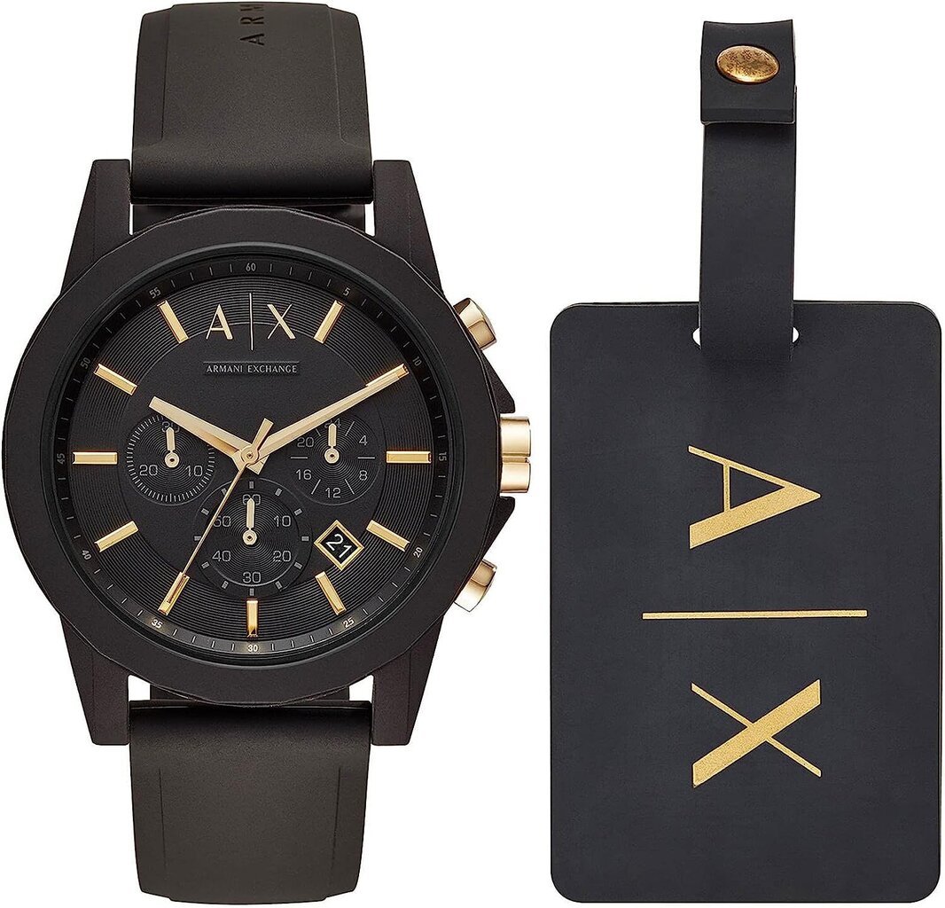 Emporio Armani Men's Chronograph Quartz Clock -kello silikonirannekorulla AX7105 hinta ja tiedot | Naisten kellot | hobbyhall.fi