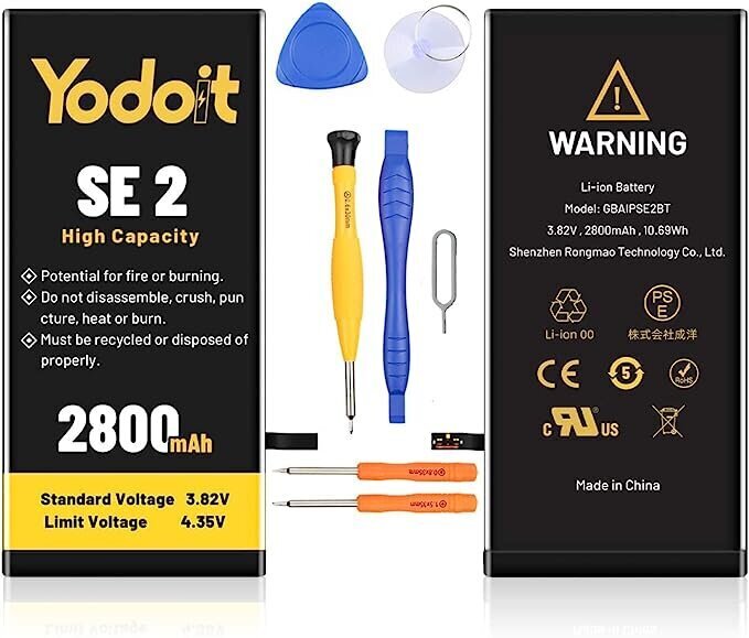 Yodoit akku iPhone SE:lle, 2800 mAh hinta ja tiedot | Puhelimen osat ja korjaustyökalut | hobbyhall.fi