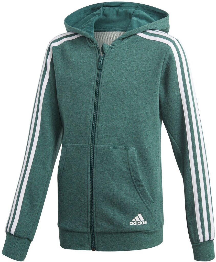 Adidas Jumpperi Yb 3S Fz Hoodie Green hinta ja tiedot | Poikien puserot, liivit ja jakut | hobbyhall.fi