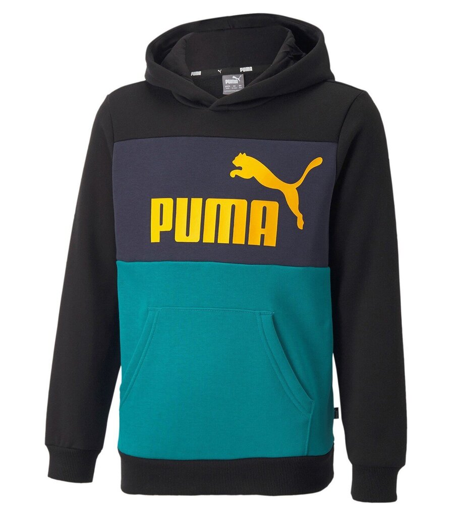 Puma huppari Ess Block Hoodie Black Green Blue 849081 27 hinta ja tiedot | Poikien puserot, liivit ja jakut | hobbyhall.fi