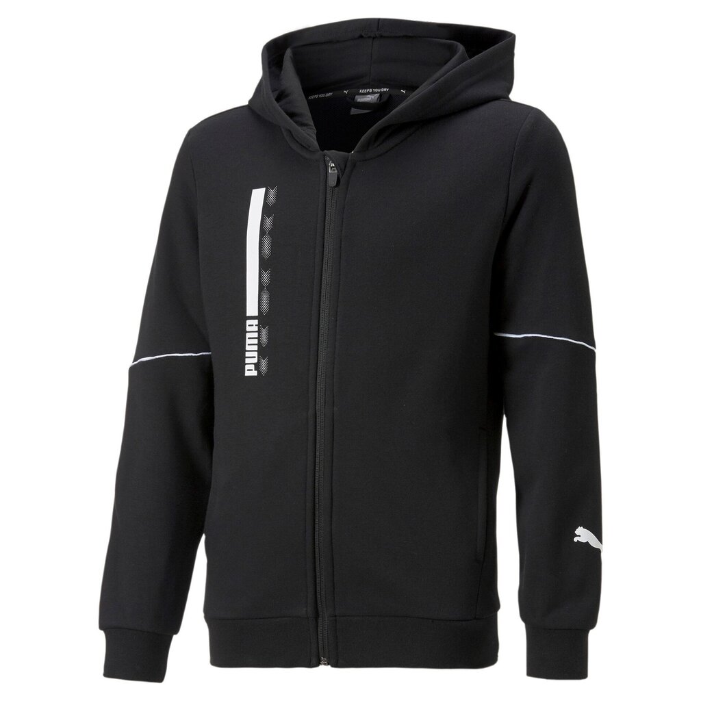 Puma Jumpperi Active Sports Full-Zip Hoodie Black 670075 01 hinta ja tiedot | Poikien puserot, liivit ja jakut | hobbyhall.fi