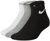 Nike Sukat Basic Pack Qtr 3Pk Black Grey White UN0026 W2F hinta ja tiedot | Poikien sukat | hobbyhall.fi