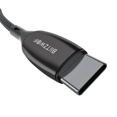 USB-C–USB-C-kaapeli BlitzWolf BW-TC23, näytöllä, 100 W, 1,8 m (musta) hinta ja tiedot | Blitzwolf Puhelimet, älylaitteet ja kamerat | hobbyhall.fi