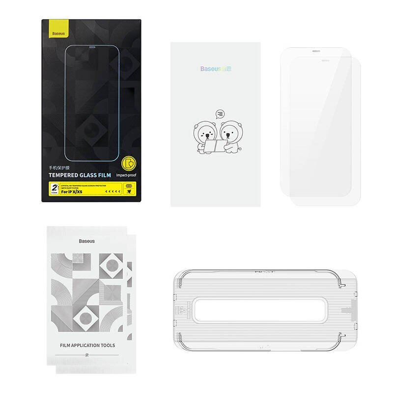 2x Baseus Crystal Tempered Glass 0,3mm iPhone X|XS:lle hinta ja tiedot | Näytönsuojakalvot ja -lasit | hobbyhall.fi