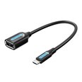 Sovitin adapteri Micro-USB 2.0 M–F USB-A OTG Vention CCUBB 0.15m (musta)