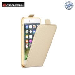 Forcell Flexi Slim Flip Apple iPhone X / iPhone 10 / iPhone XS vertical case in silicone holder Gold hinta ja tiedot | Puhelimen kuoret ja kotelot | hobbyhall.fi