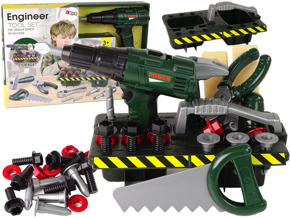 Lean Toys Master Set ladattavalla ruuvimeisselillä, vihreä hinta ja tiedot | Poikien lelut | hobbyhall.fi