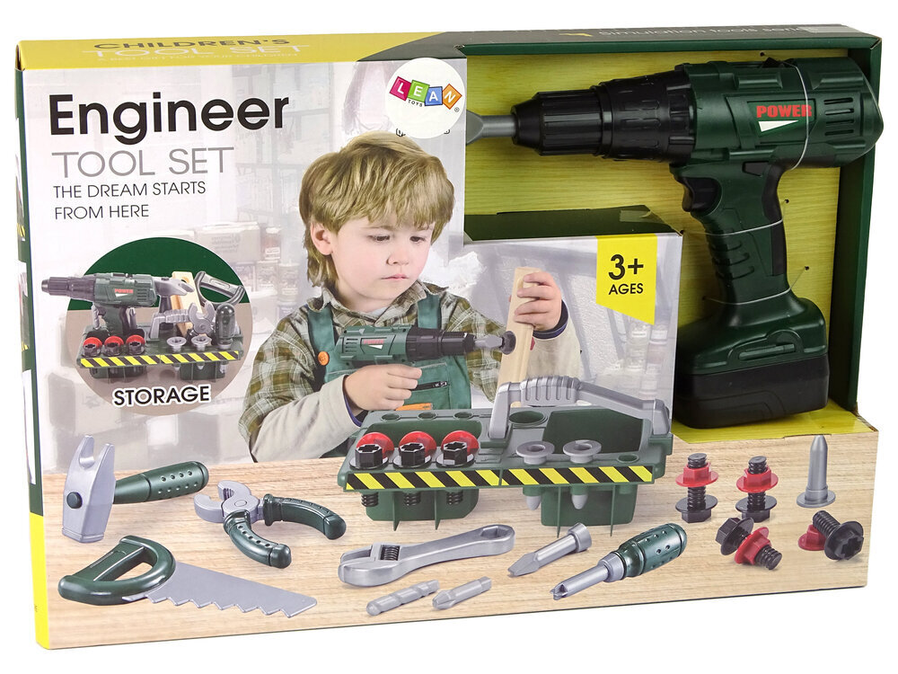 Lean Toys Master Set ladattavalla ruuvimeisselillä, vihreä hinta ja tiedot | Poikien lelut | hobbyhall.fi