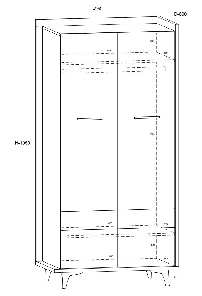 Meblocross Box 10 2D Vaatekaappi, ruskea/valkoinen hinta ja tiedot | Kaapit | hobbyhall.fi