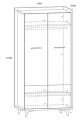 Vaatekaappi Meblocross Box 10 2D, vaalea tammi/valkoinen hinta ja tiedot | Kaapit | hobbyhall.fi