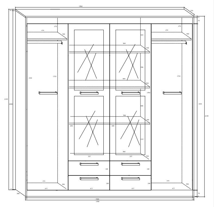 Vaatekaappi Meblocross Maximus 4D4S, tumma tammi/valkoinen hinta ja tiedot | Kaapit | hobbyhall.fi