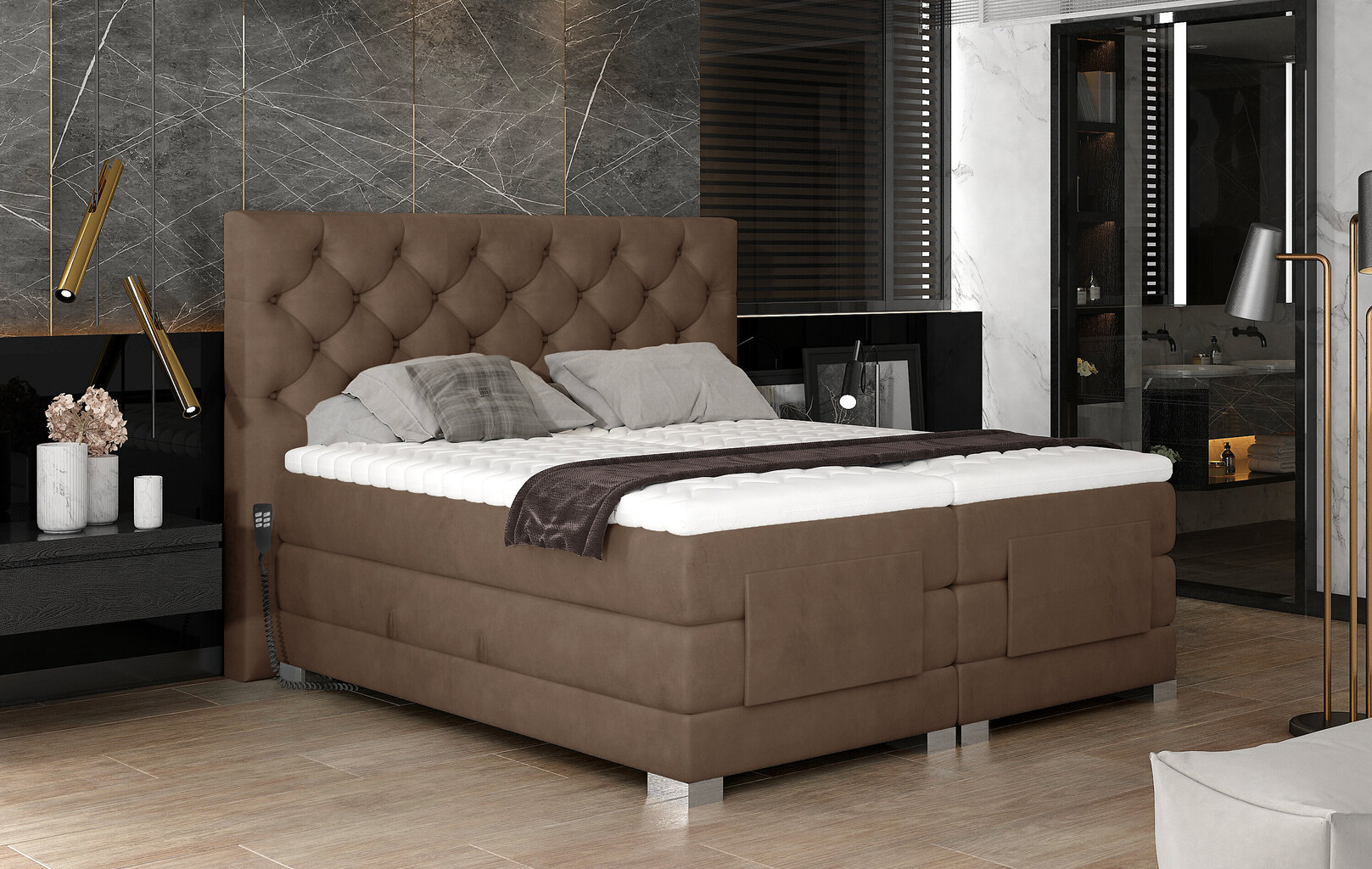 Sähkökäyttöinen sänky NORE Clover 08, 140x200, vaaleanruskea hinta ja tiedot | Sängyt | hobbyhall.fi