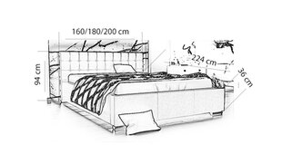 Sänky Loris 160x200 cm, harmaa hinta ja tiedot | Sängyt | hobbyhall.fi