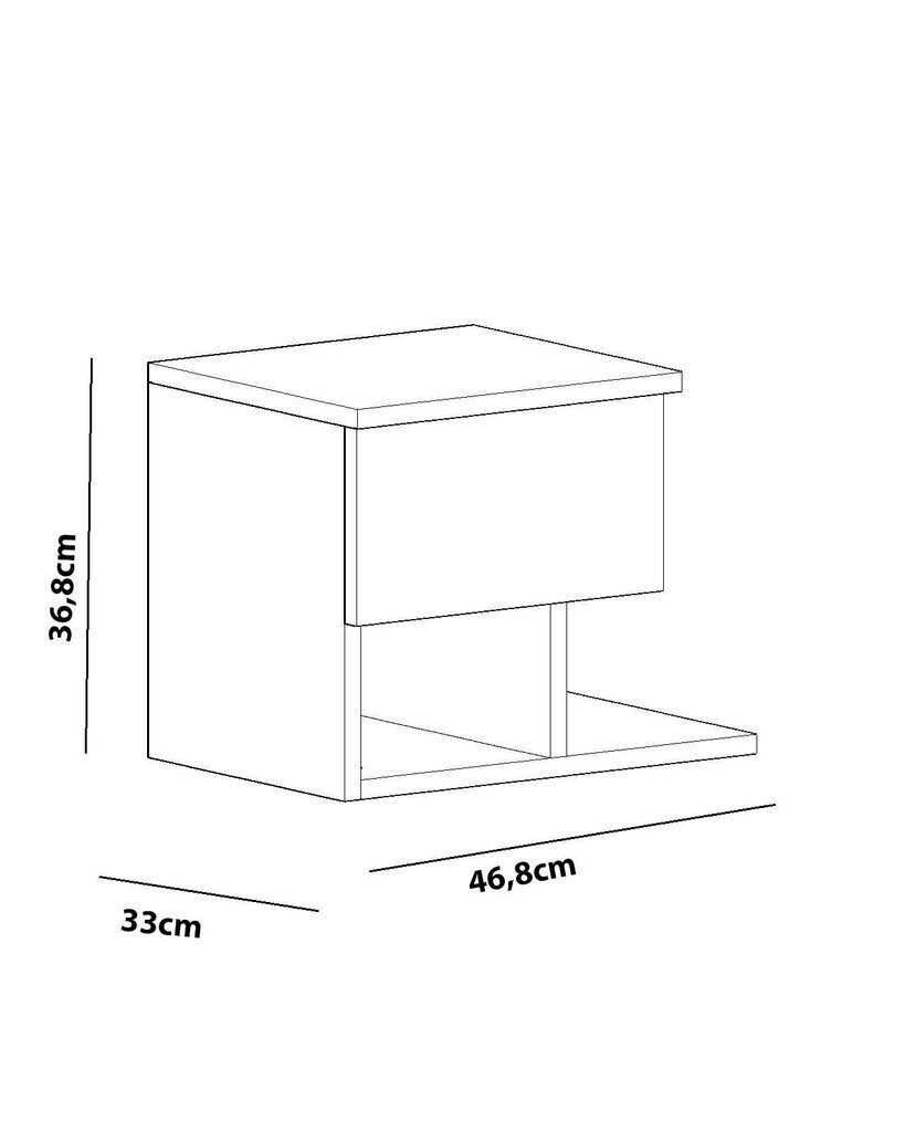 Kalune Design 788 yöpöytä, 36 cm, valkoinen hinta ja tiedot | Yöpöydät | hobbyhall.fi