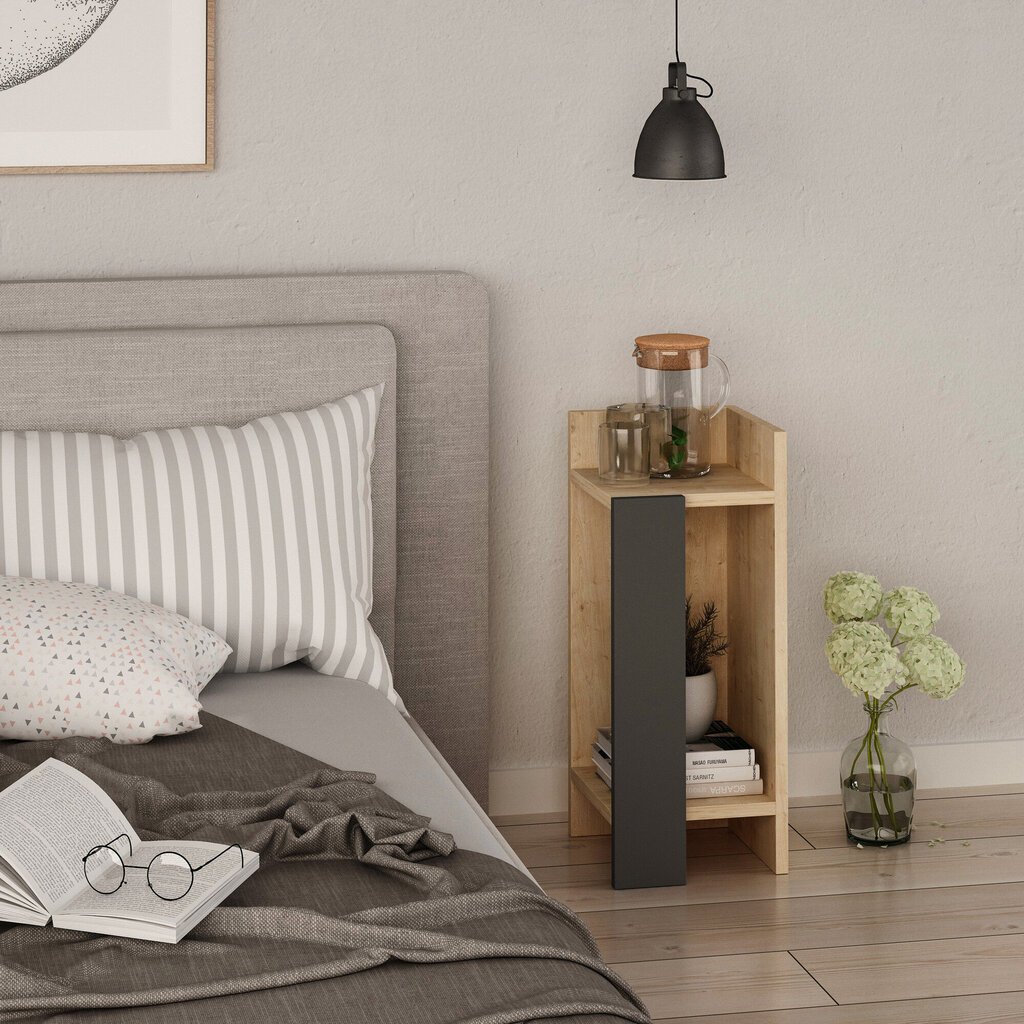 Yöpöytä Kalune Design 60 (I), 55 cm, ruskea/musta hinta ja tiedot | Yöpöydät | hobbyhall.fi