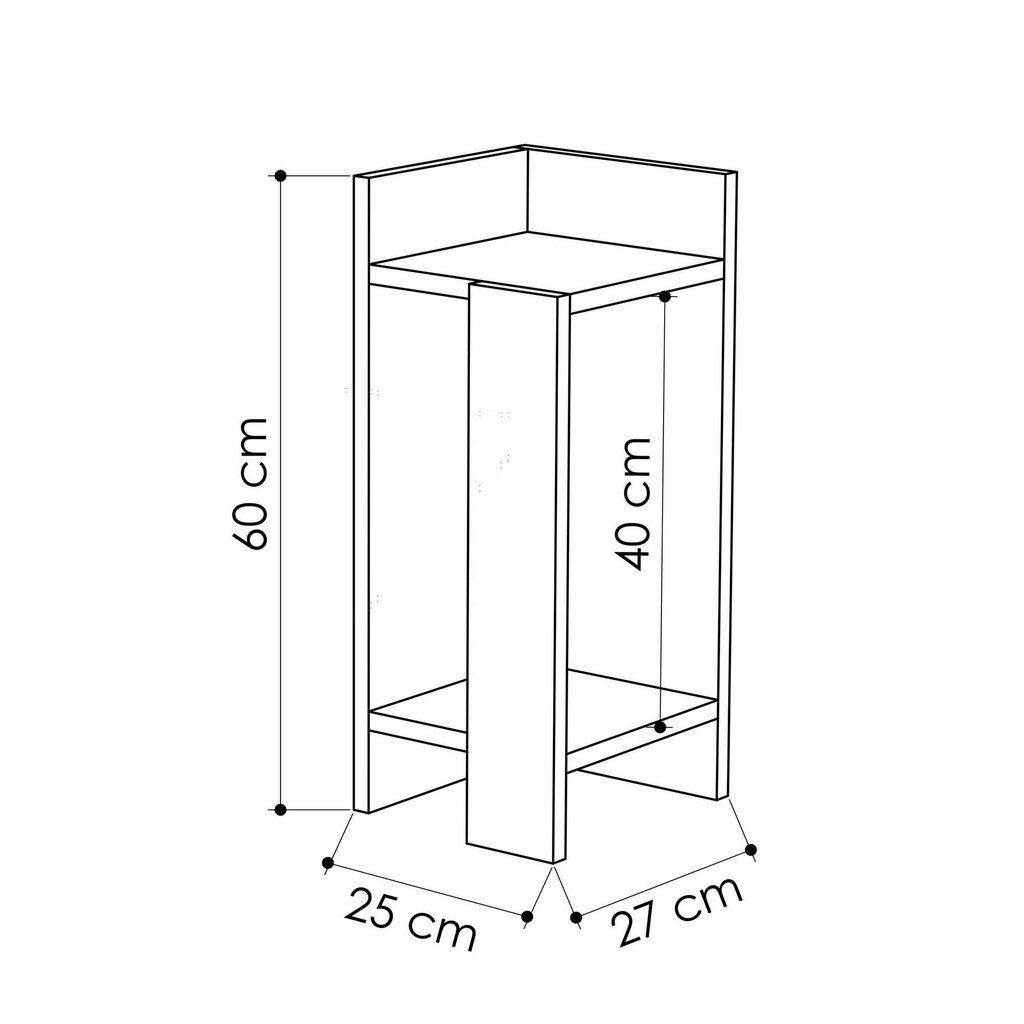 Yöpöytä Kalune Design K855 (I), 60 cm, valkoinen hinta ja tiedot | Yöpöydät | hobbyhall.fi