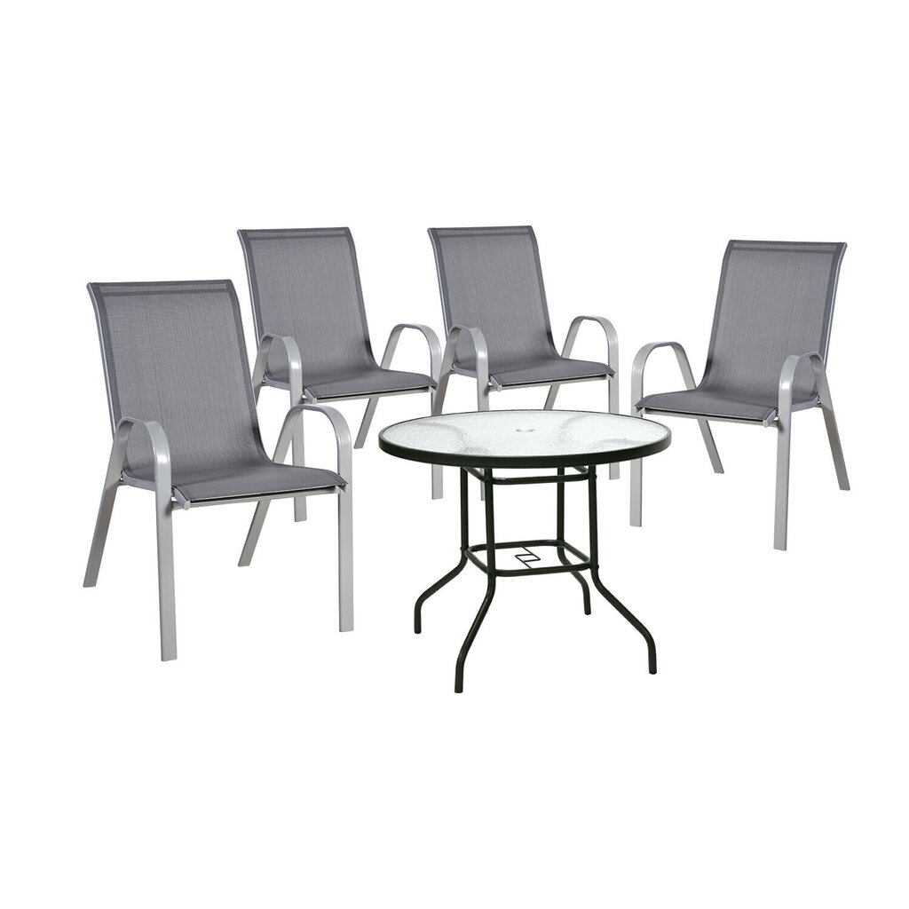 Puutarhakalustesarja DUBLIN pöytä ja 4 tuolia, harmaa hinta ja tiedot | Puutarhakalusteet | hobbyhall.fi