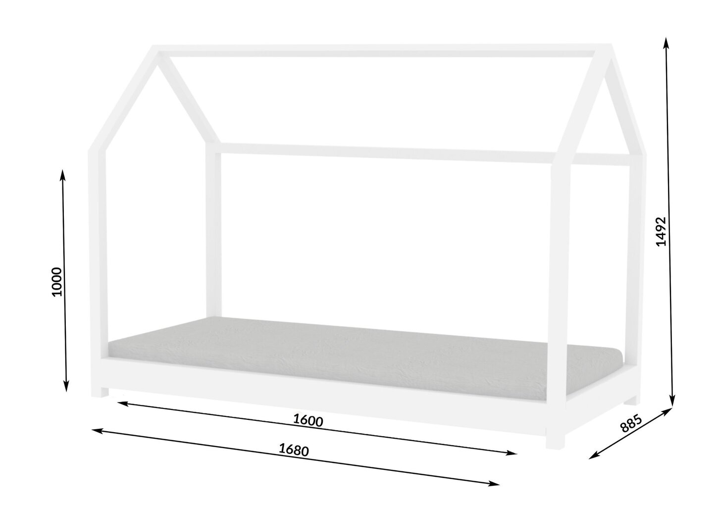 Lasten sänky Kocot Kids Bella, 80x160 cm, valkoinen hinta ja tiedot | Lastensängyt | hobbyhall.fi