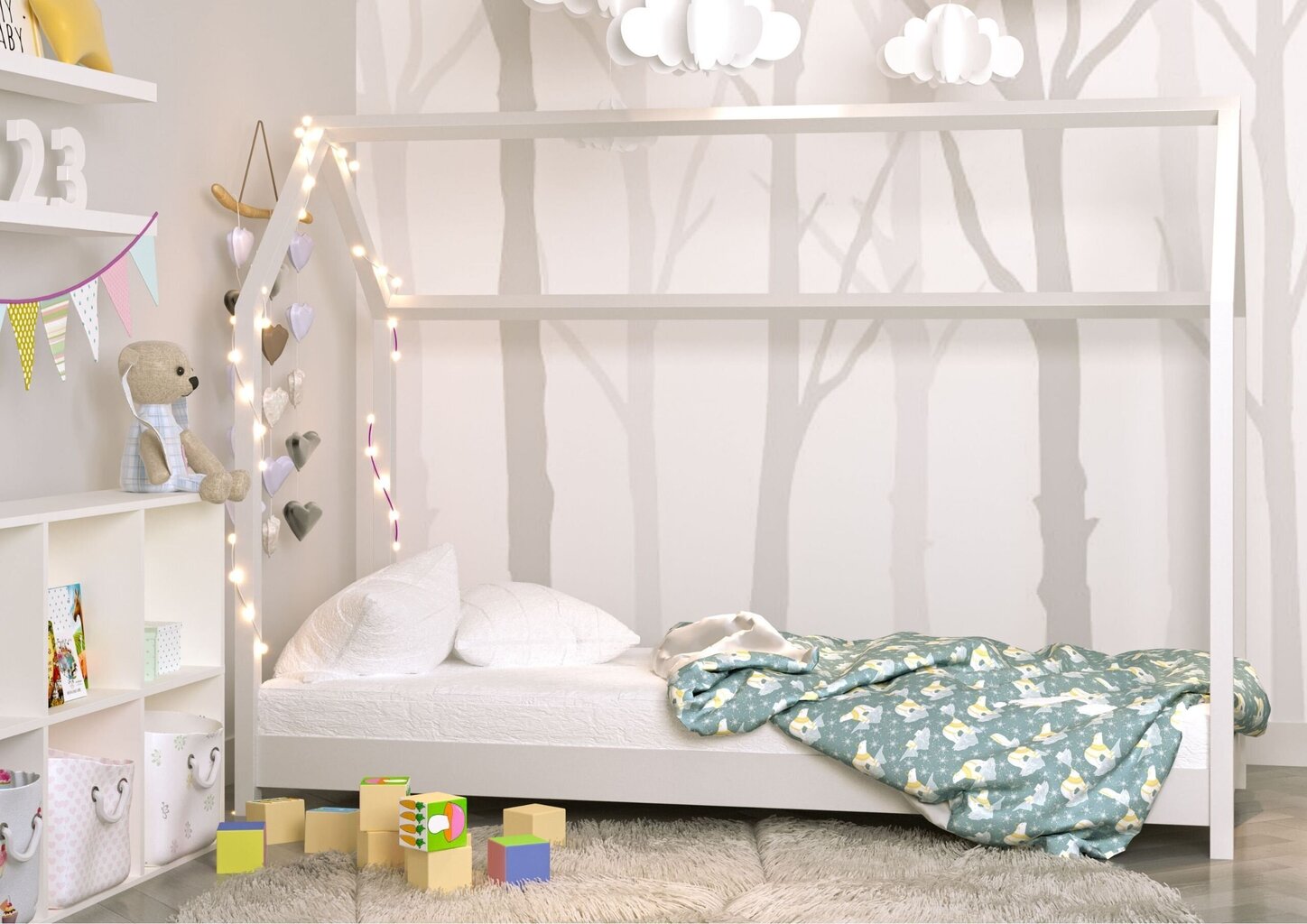 Lasten sänky Kocot Kids Bella, 80x160 cm, valkoinen hinta ja tiedot | Lastensängyt | hobbyhall.fi
