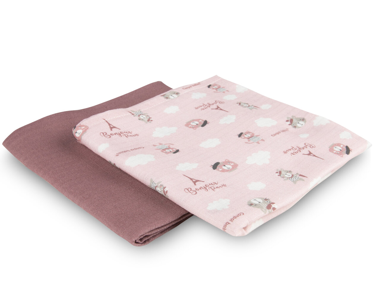 Vaippasetti Canpol Babies Bonjour Paris, vaaleanpunainen, 70 cm x 70 cm, 2 kpl hinta ja tiedot | Vauvan hoitoalustat ja tekstiilit | hobbyhall.fi