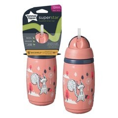 Tommee Tippee Insulated Straw juomapullo vaaleanpunainen, 12+ kk, 266 ml hinta ja tiedot | Tuttipullot ja tarvikkeet | hobbyhall.fi