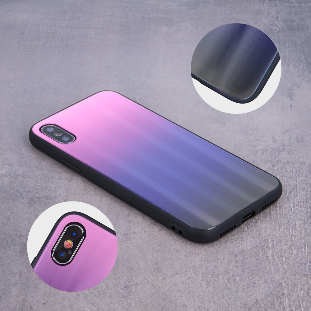 Mocco Aurora Glass Silicone Back Case for Apple iPhone 6 Plus / 6S Plus Pink - Black hinta ja tiedot | Puhelimen kuoret ja kotelot | hobbyhall.fi