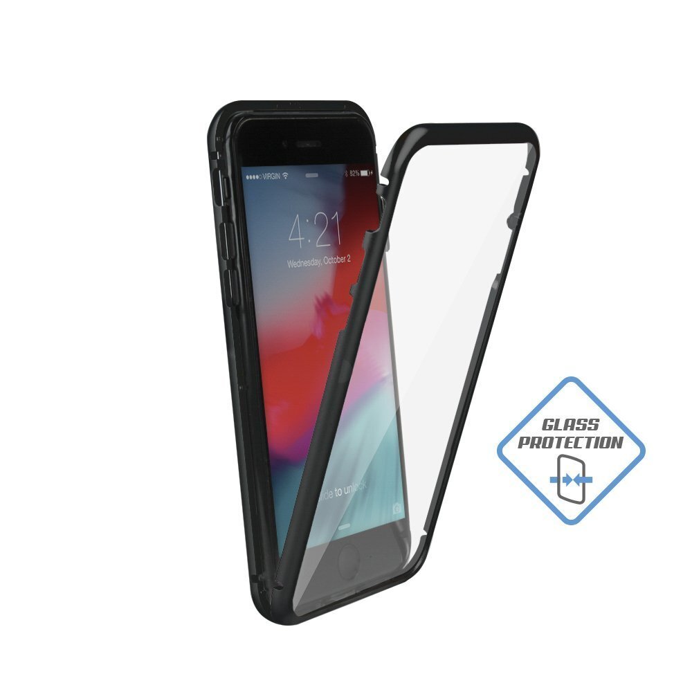 Apple iPhone X / XS alumiinikotelo karkaistulla lasilla Mocco, läpinäkyvä/musta hinta ja tiedot | Puhelimen kuoret ja kotelot | hobbyhall.fi