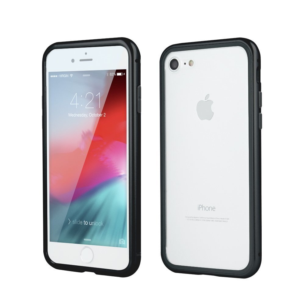 Apple iPhone X / XS alumiinikotelo karkaistulla lasilla Mocco, läpinäkyvä/musta hinta ja tiedot | Puhelimen kuoret ja kotelot | hobbyhall.fi