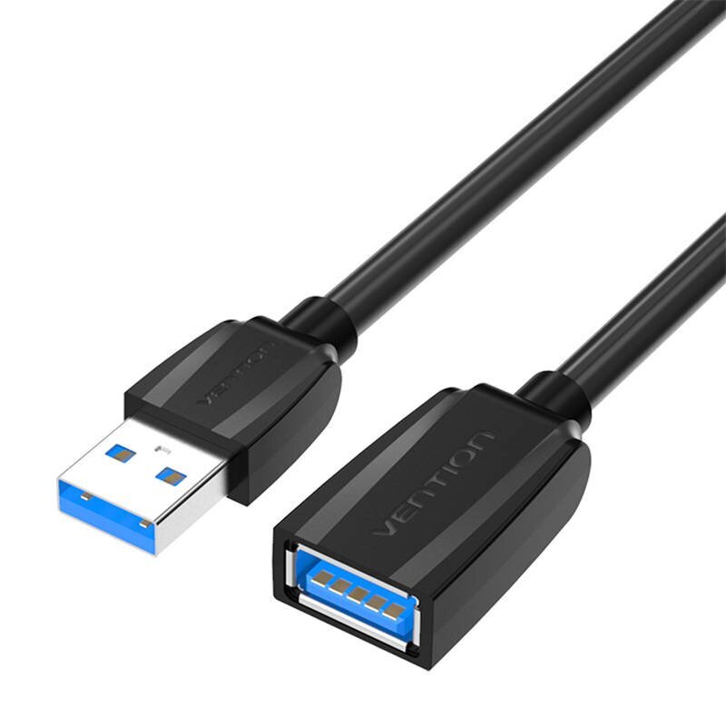 Jatkokaapeli USB 3.0, uros USB naaras USB, Vention 2m (musta) hinta ja tiedot | Adapterit | hobbyhall.fi