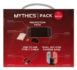 Nintendo Switch Konix Mythics Pack: Silicone Case, USB Type-C Cable, Earphones and Dual Joy-Con Charger (Switch) hinta ja tiedot | Ohjaimet ja lisätarvikkeet | hobbyhall.fi