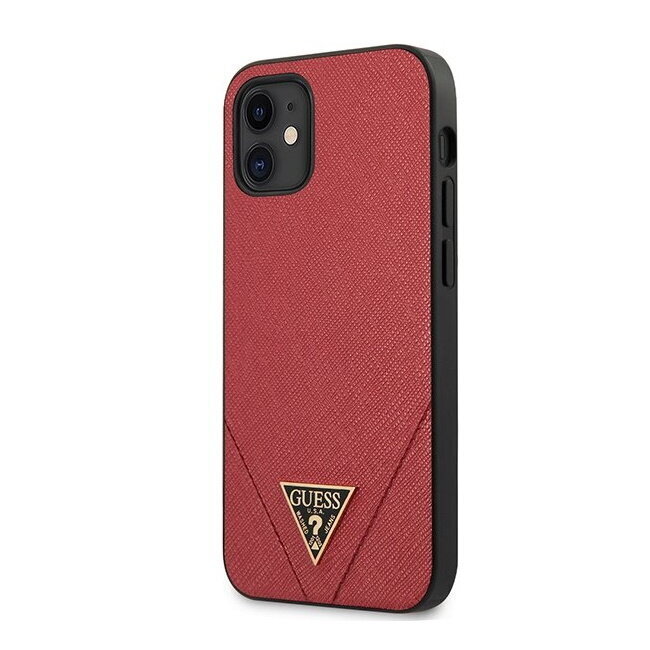 Guess iPhone 12 Mini 5,4&quot; GUHCP12SVSATMLRE red hard case Saffiano hinta ja tiedot | Puhelimen kuoret ja kotelot | hobbyhall.fi