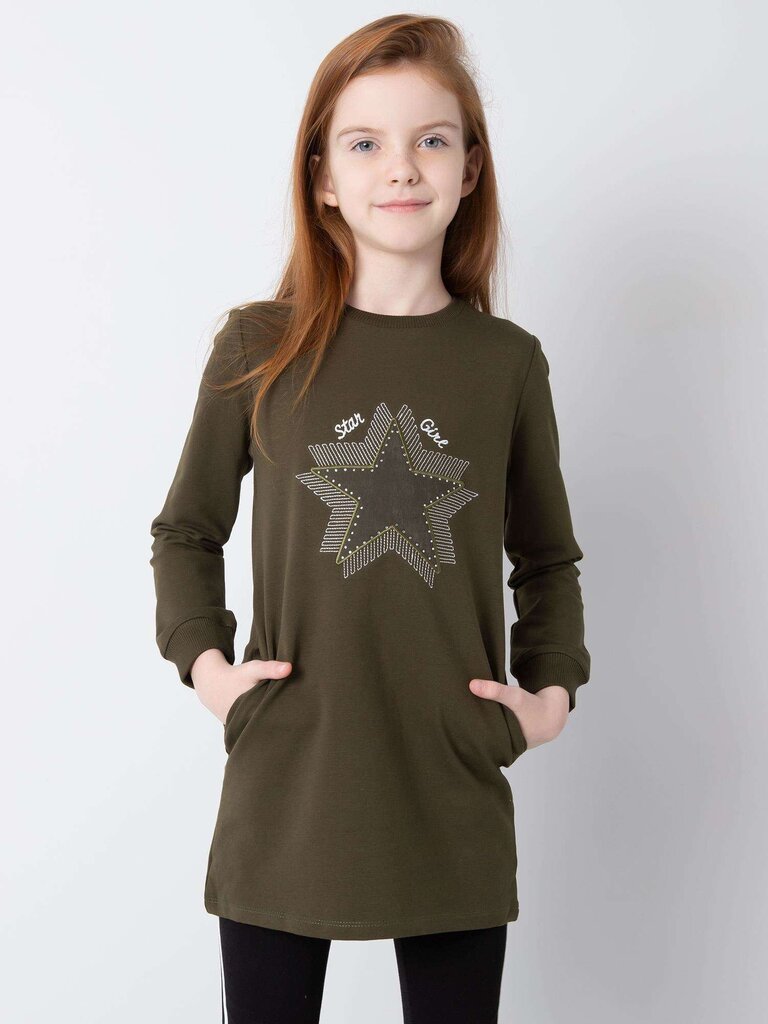 Khaki tunika pitkähihaiselle tytölle. hinta ja tiedot | Tyttöjen paidat | hobbyhall.fi