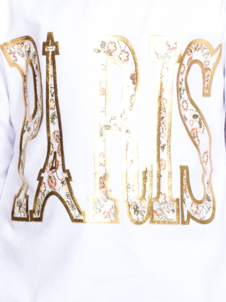 Puuvillainen tyttöjen valkoinen PARIS-pusero, jossa teksti. hinta ja tiedot | Tyttöjen paidat | hobbyhall.fi