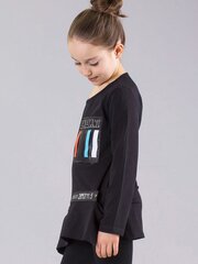 Musta pusero tytölle, jossa applikaatio ja vetoketju. hinta ja tiedot | Tyttöjen paidat | hobbyhall.fi