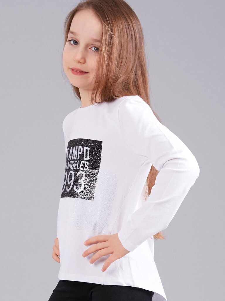 Tyttöjen valkoinen pusero, jossa paljetteja ja printti. hinta ja tiedot | Tyttöjen paidat | hobbyhall.fi